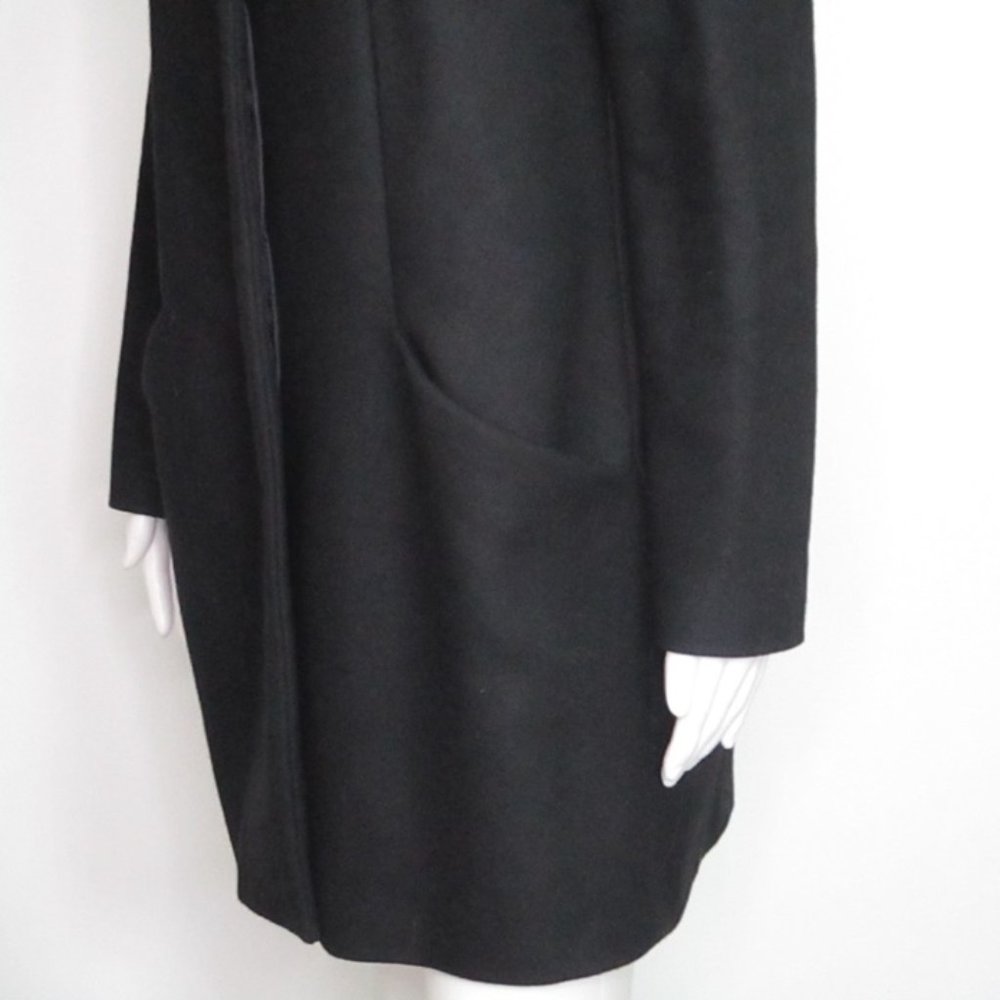 Zara Basic Funnel Neck Black Coat Medium - image 6